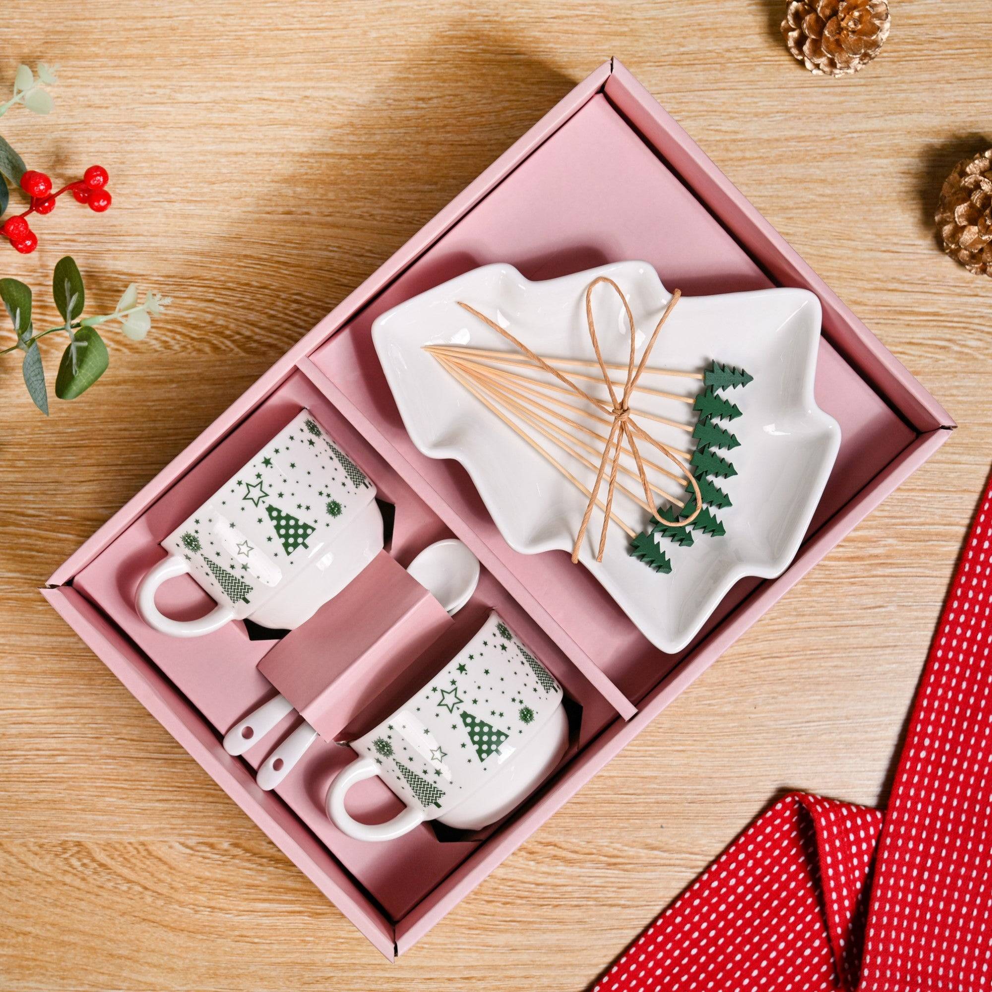 Christmas Cups Spoon Tree Platter Picks Gift Set buy only at ₹1490