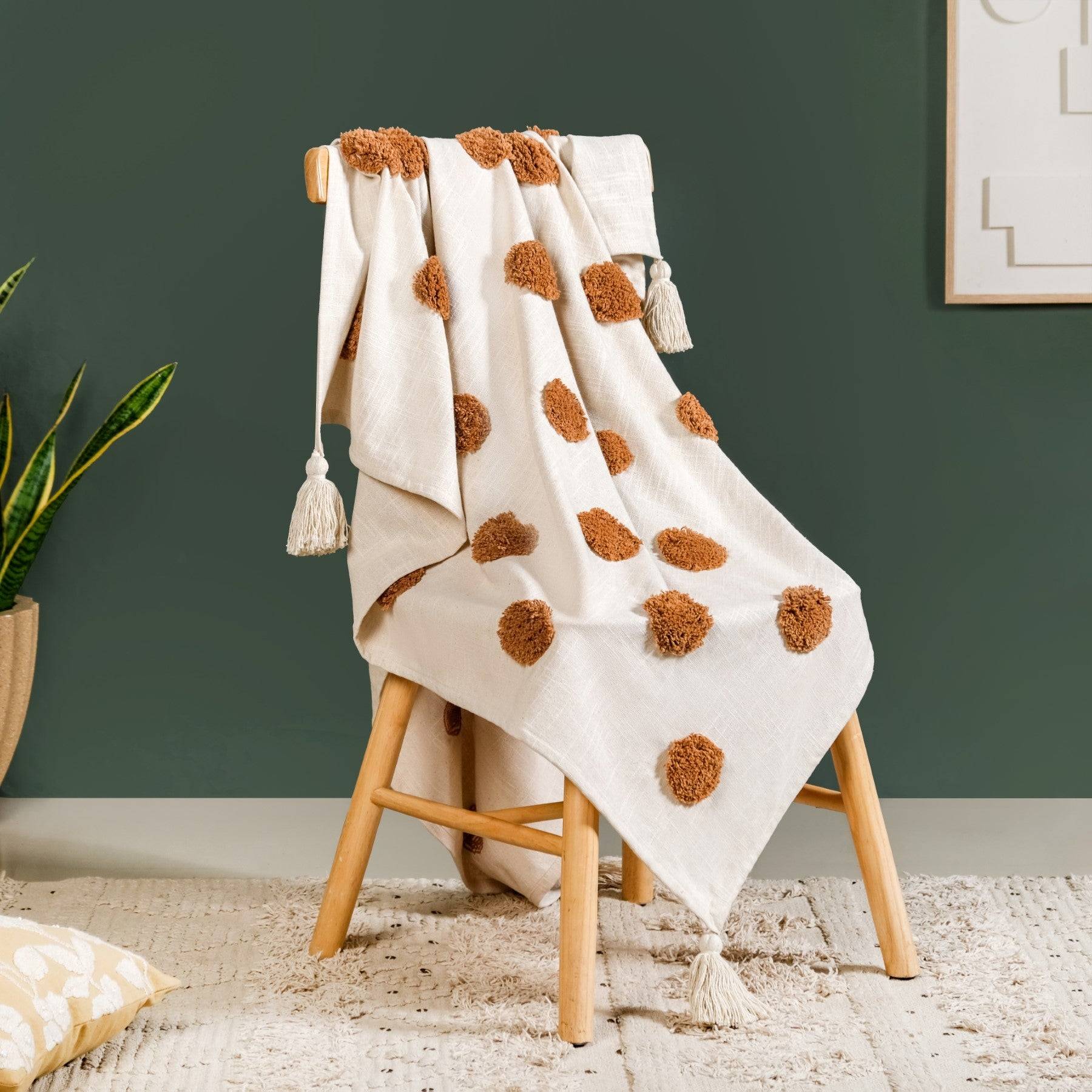 Tuft And Tassel Pure Cotton Throw