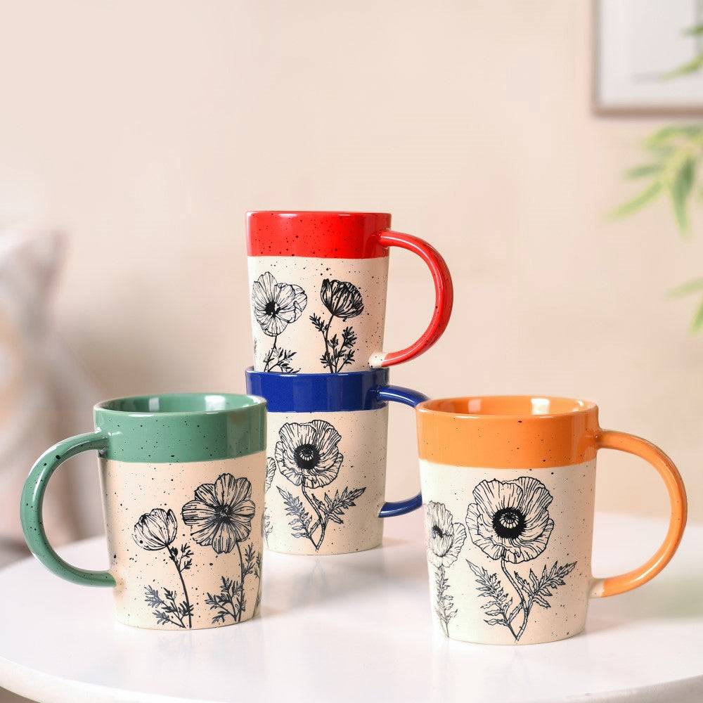 Poppy Grove Ceramic Coffee Mug Set Of 4 450ml buy only at ₹1290