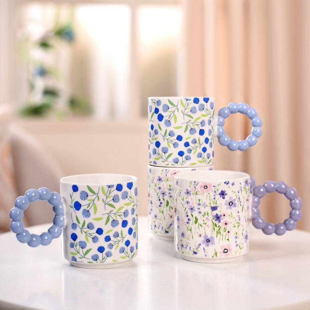 Lavender Blues Ceramic Coffee Mug Set Of 4 450ml buy only at ₹1350