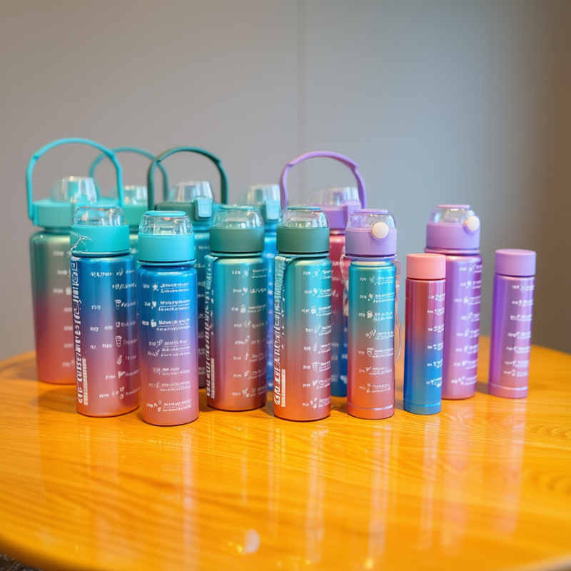 Paint Gradient 3-Piece Plastic Bottles – Colorful BPA-Free- – Gym, Office & Daily Use, Multi-Color Sipper with Water Reminder Buy @ ₹499