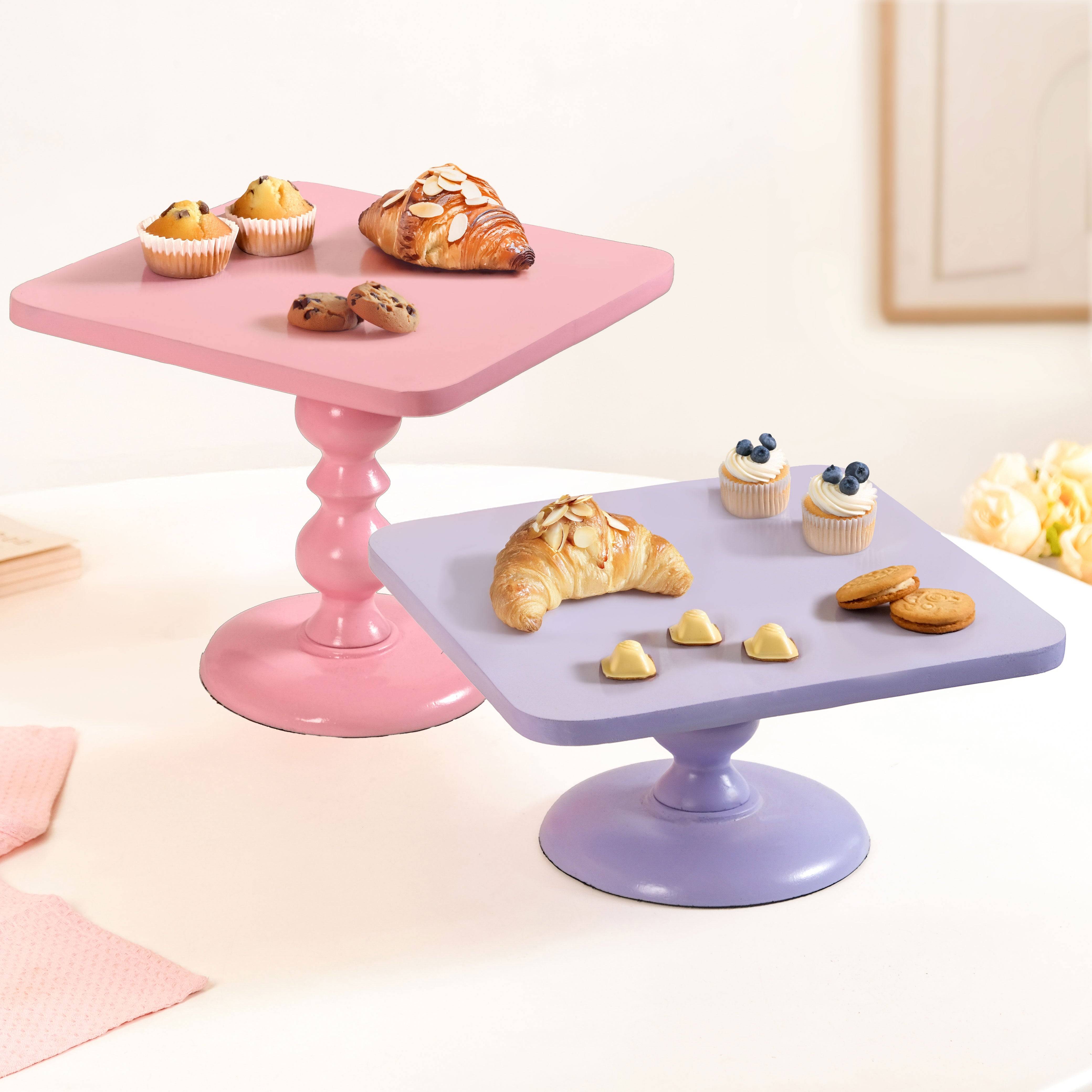 Colour Pop Square Cake Stand Set Of 2 In Pink And Lilac buy only at ₹2990