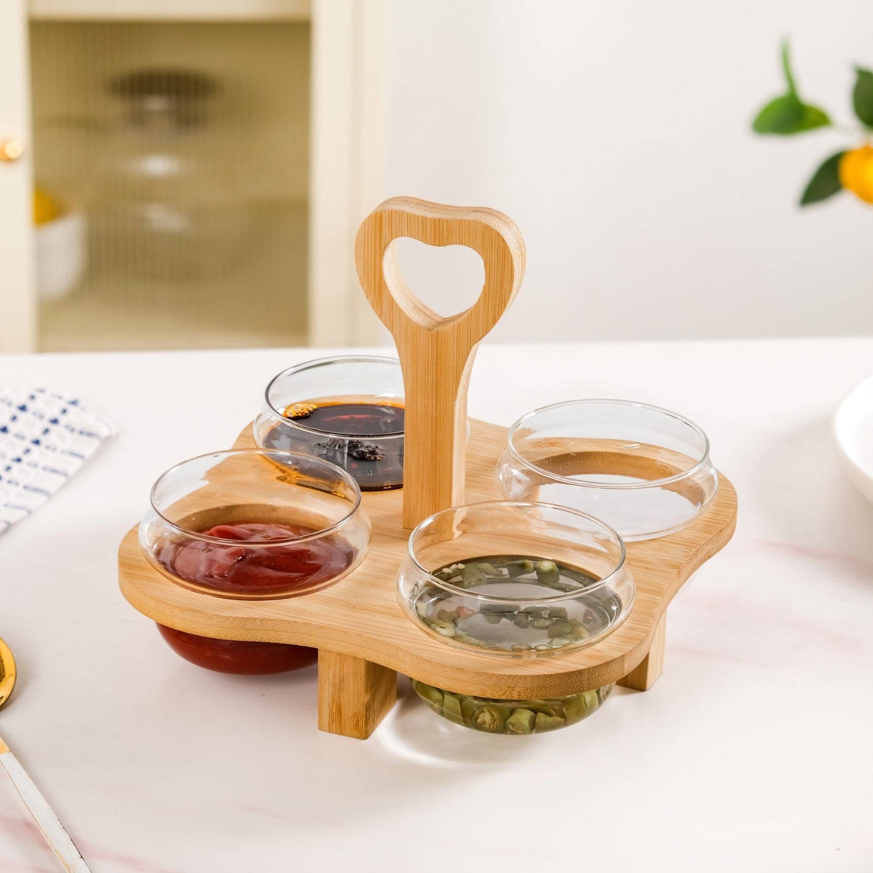Glass Bowls Set Of 4 With Bamboo Stand buy only at ₹1690