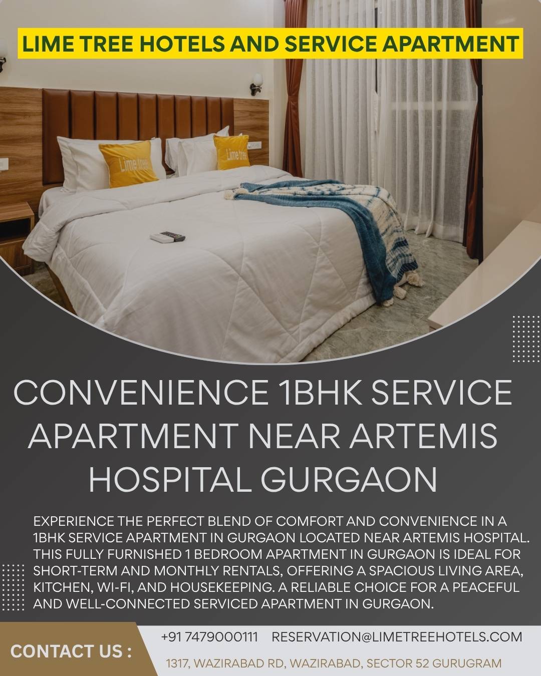 Well-Planned 1BHK Service Apartment Near Artemis Hospital Gurgaon