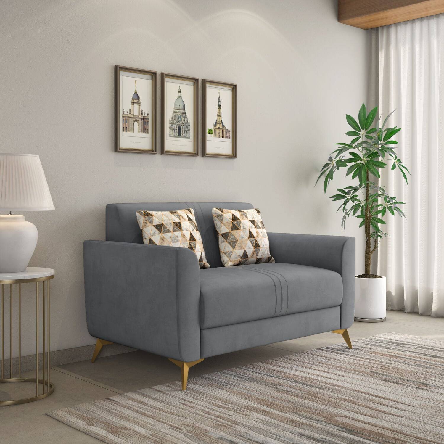 Cooper 2 Seater Fabric Sofa- Metallic Grey