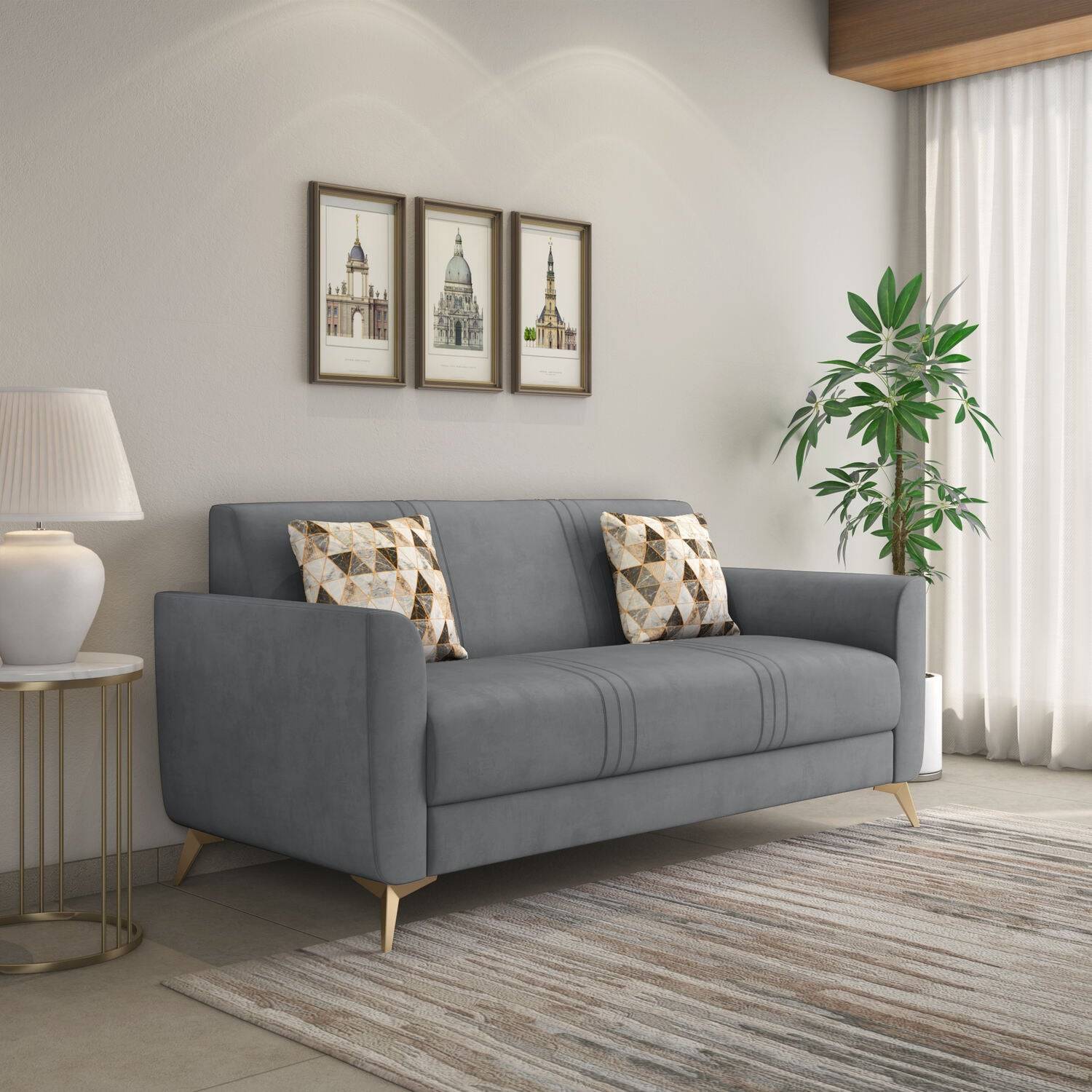 Cooper 3 Seater Fabric Sofa- Metallic Grey