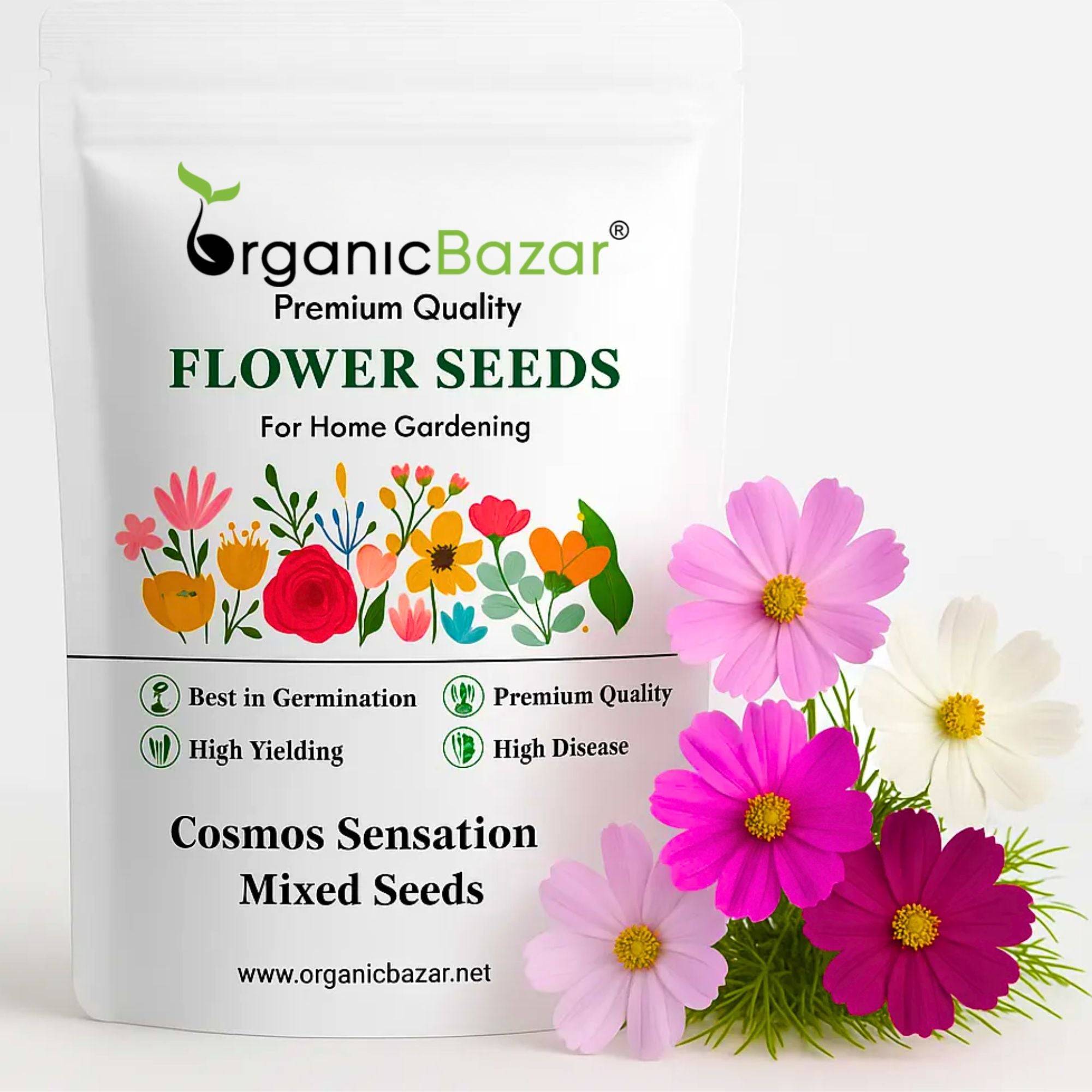 Cosmos Sensation Mixed Seeds (100 Seeds) Easy To Grow, High Germination,Perfect for pots, balconies, or Terrace gardens