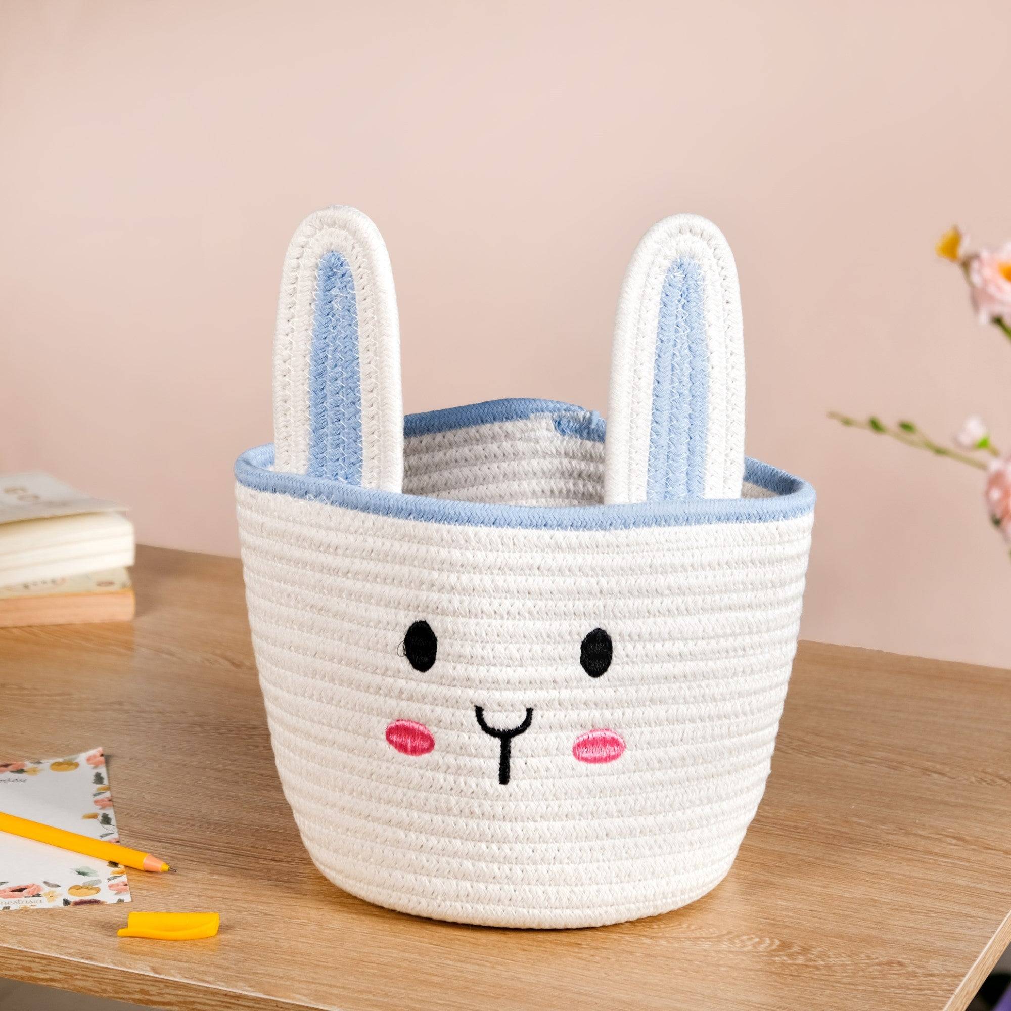 White Bunny Cotton Basket 17cm