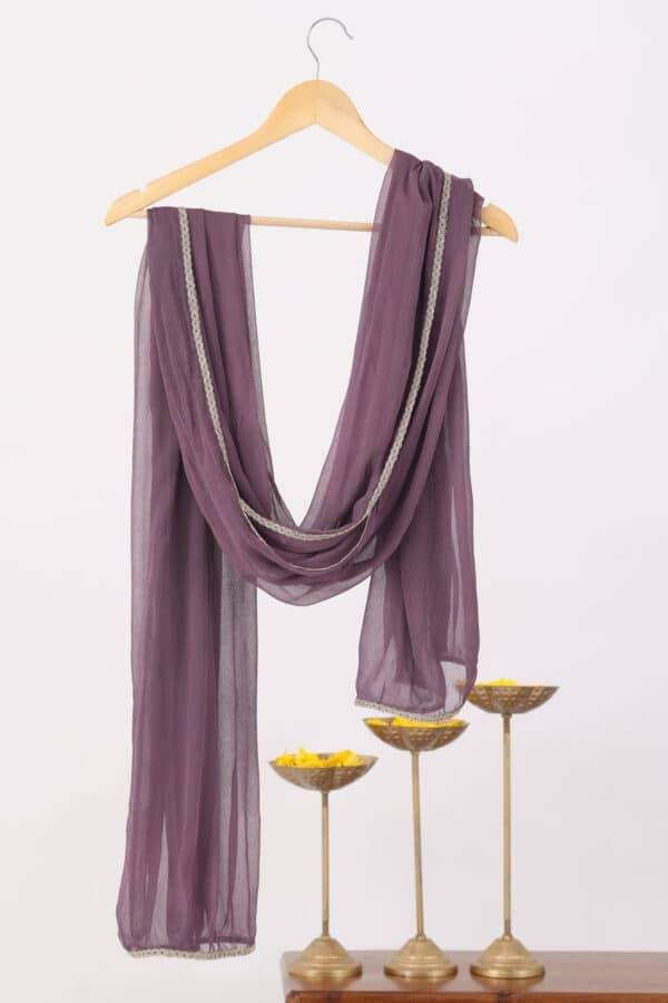 Mauve Solid Ensemble Dupatta in Chiffon Viscose