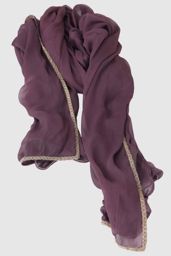 Mauve Solid Ensemble Dupatta in Chiffon Viscose
