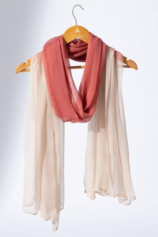 Rust & Cream Ombre Viscose Chiffon Dupatta