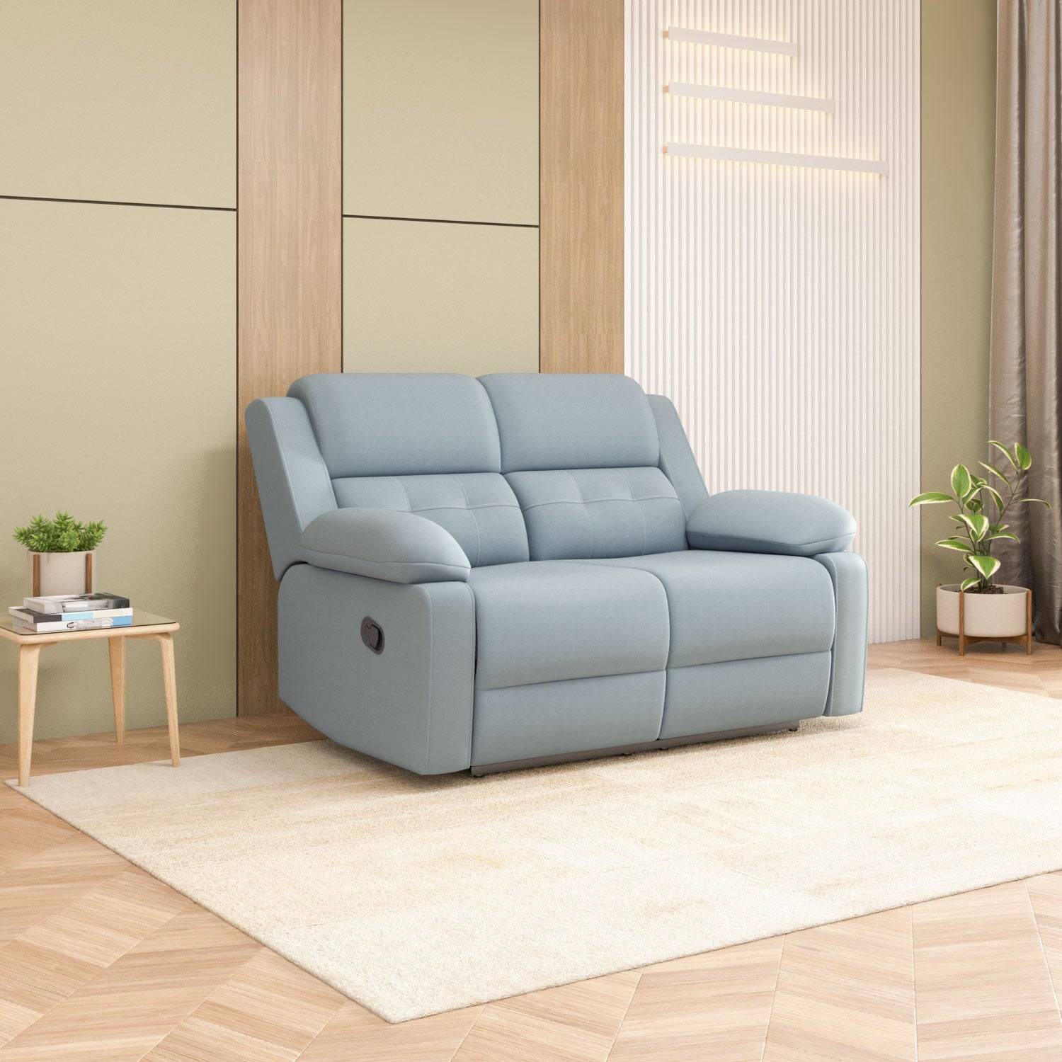 Derik 2 Seater Manual Recliner Sofa- Metallic Grey