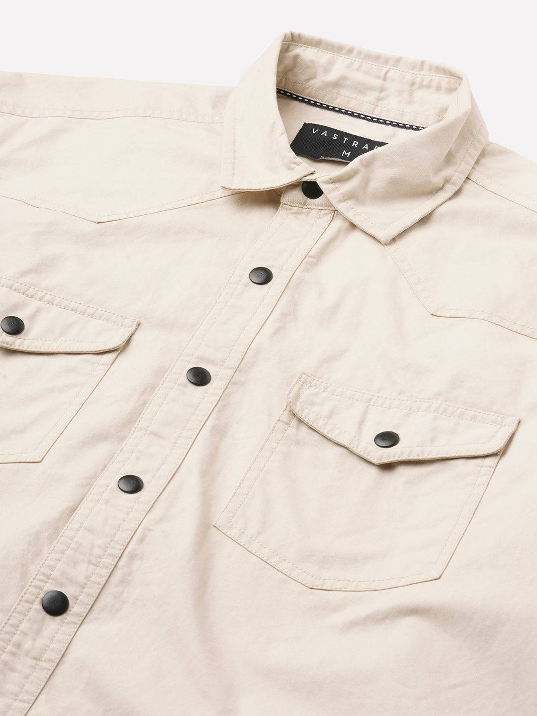 Subtle Beige Double Pocket Overshirt Buy only at ₹759