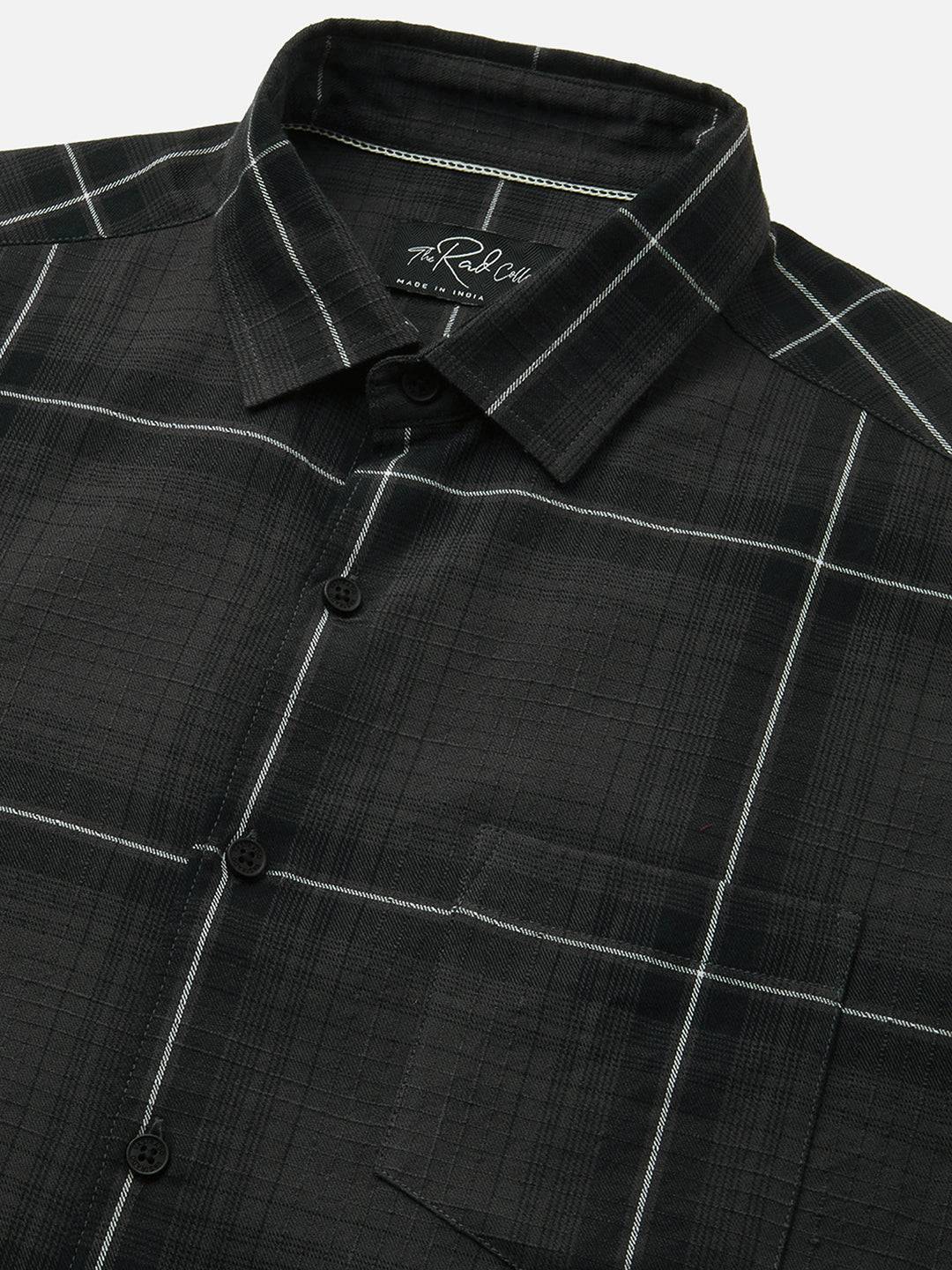 Premium Cotton Sumptuous Retro Black Windowpane Checks Shirt Buy only at ₹799