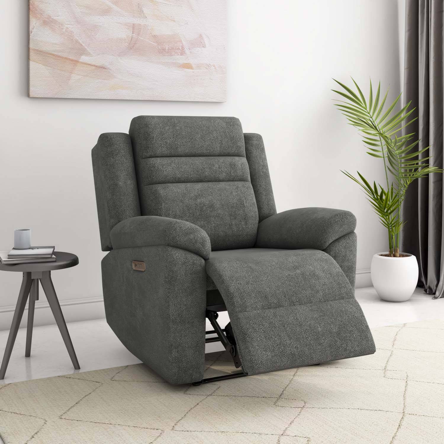 Divo 1 Seater Electric Sofa Recliner with USB Port- Slate Grey