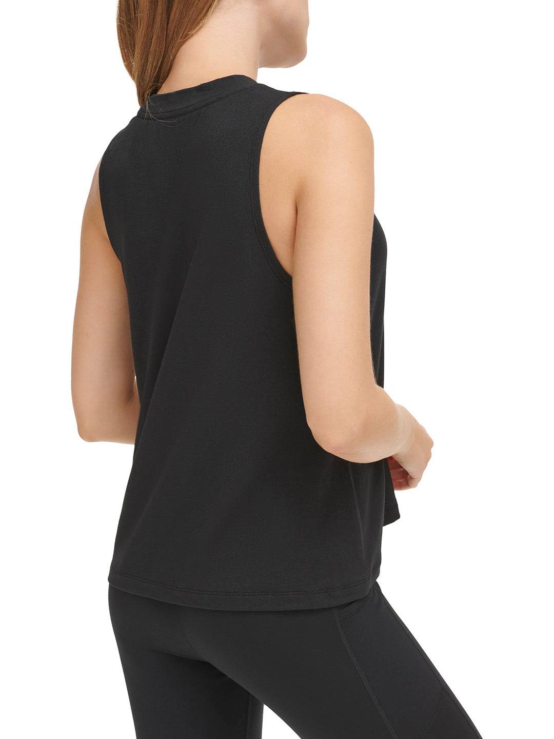 DKNY Women Black Printed Round Neck Sleeveless Top