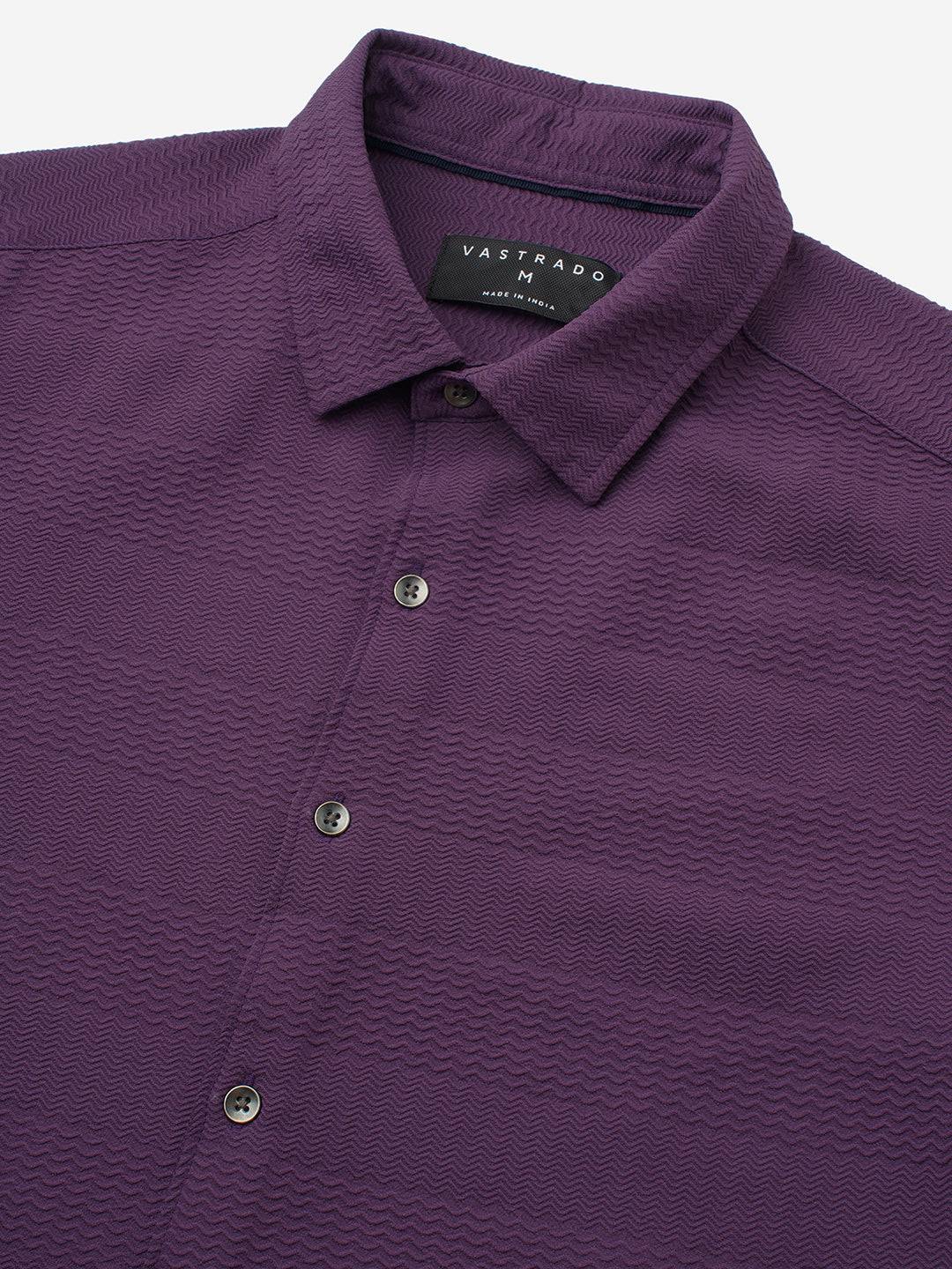Amethyst Purple Wave Detail Textured Shirt Buy only at ₹659