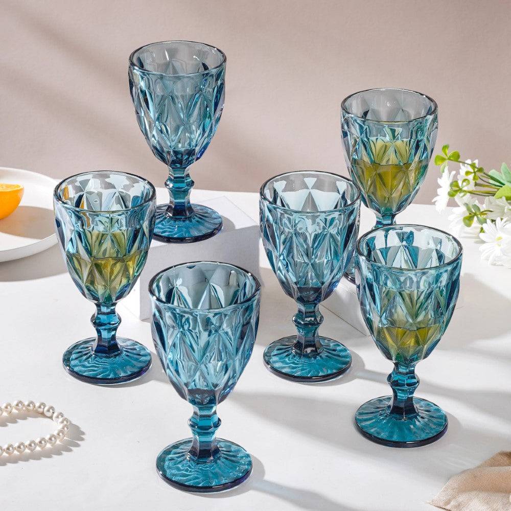 Crystal Red Wine Glass Blue Set Of 6 300 ml buy only at ₹1290