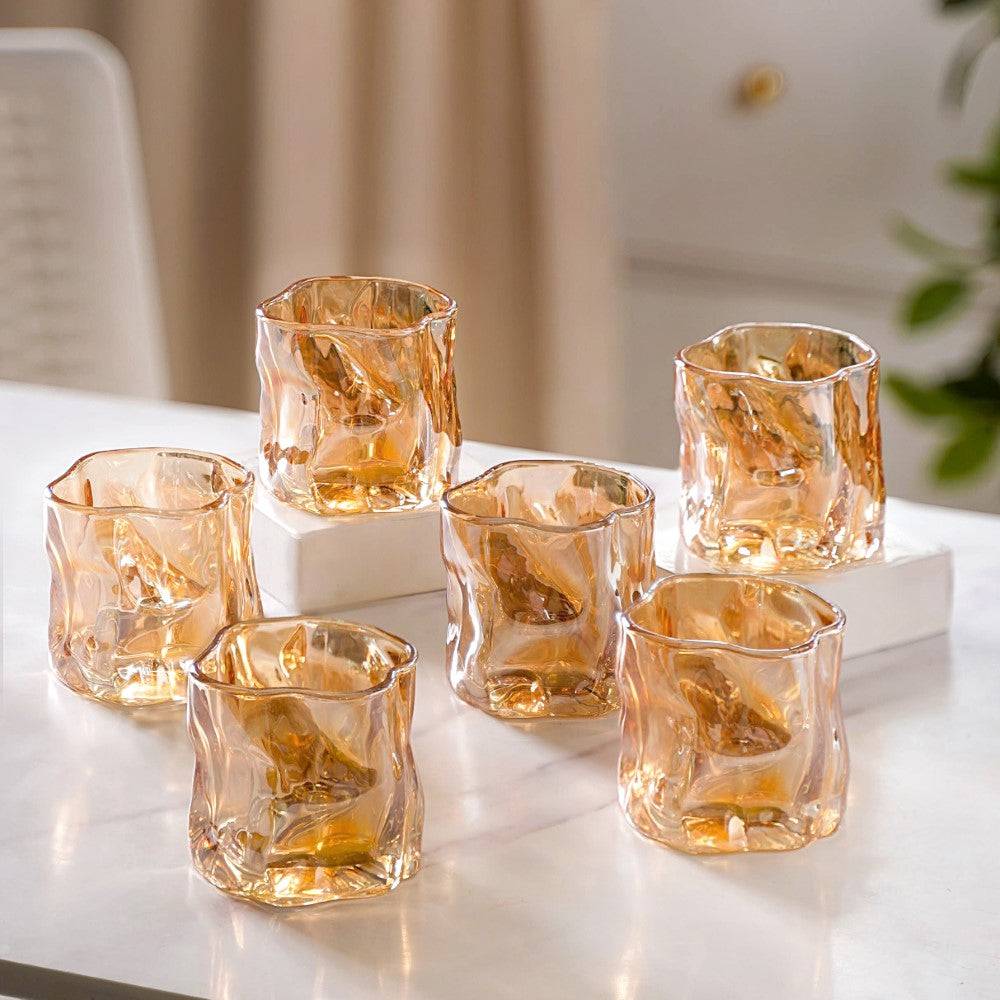 Crystal Water Glass Amber Set of 6 buy only at ₹1185