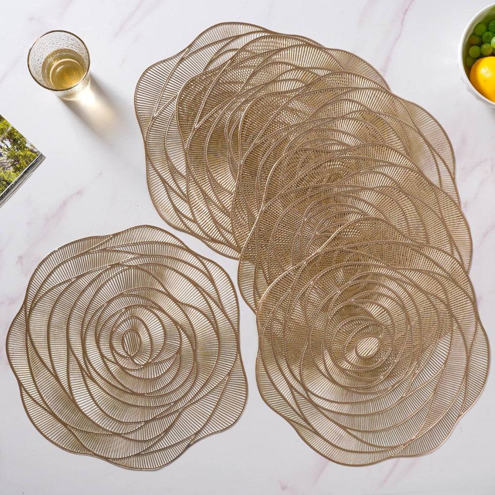 Metallic Rose Placemat Gold Set Of 6 15 Inch buy only at ₹1190
