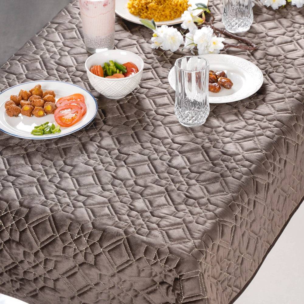 Festive Velvet Dining Tablecloth Brown 52x40 Inch