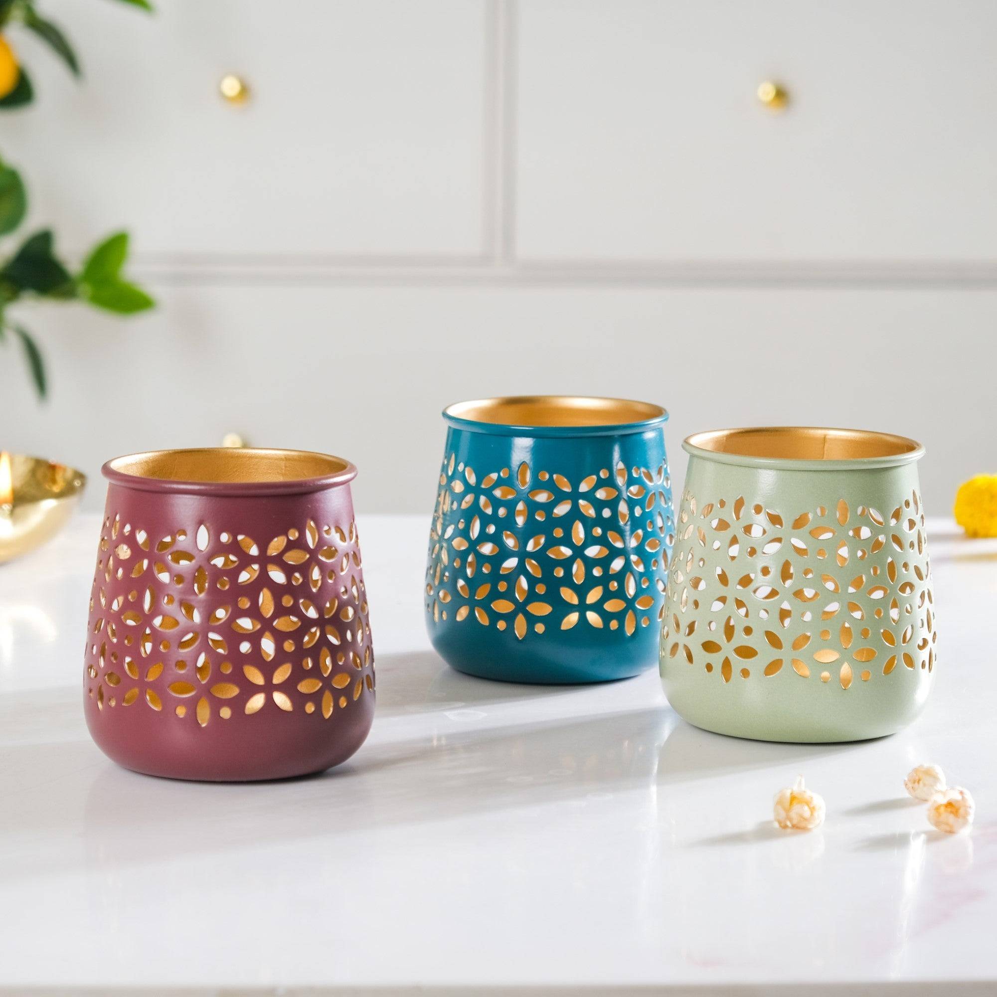 Festive Tealight Candle Holder Set Of 3