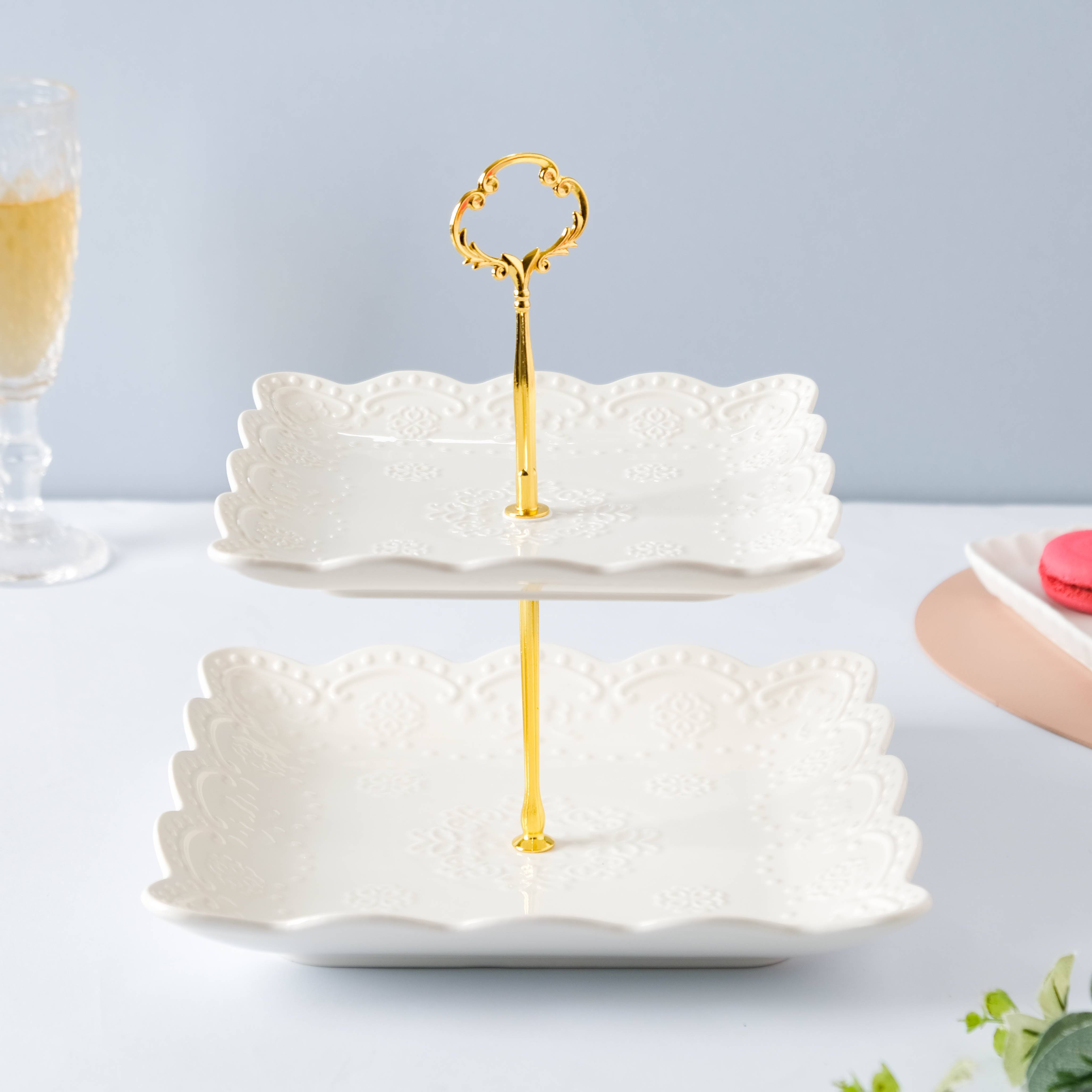 Sugar Square White 2-tier Cupcake Stand buy only at ₹1112