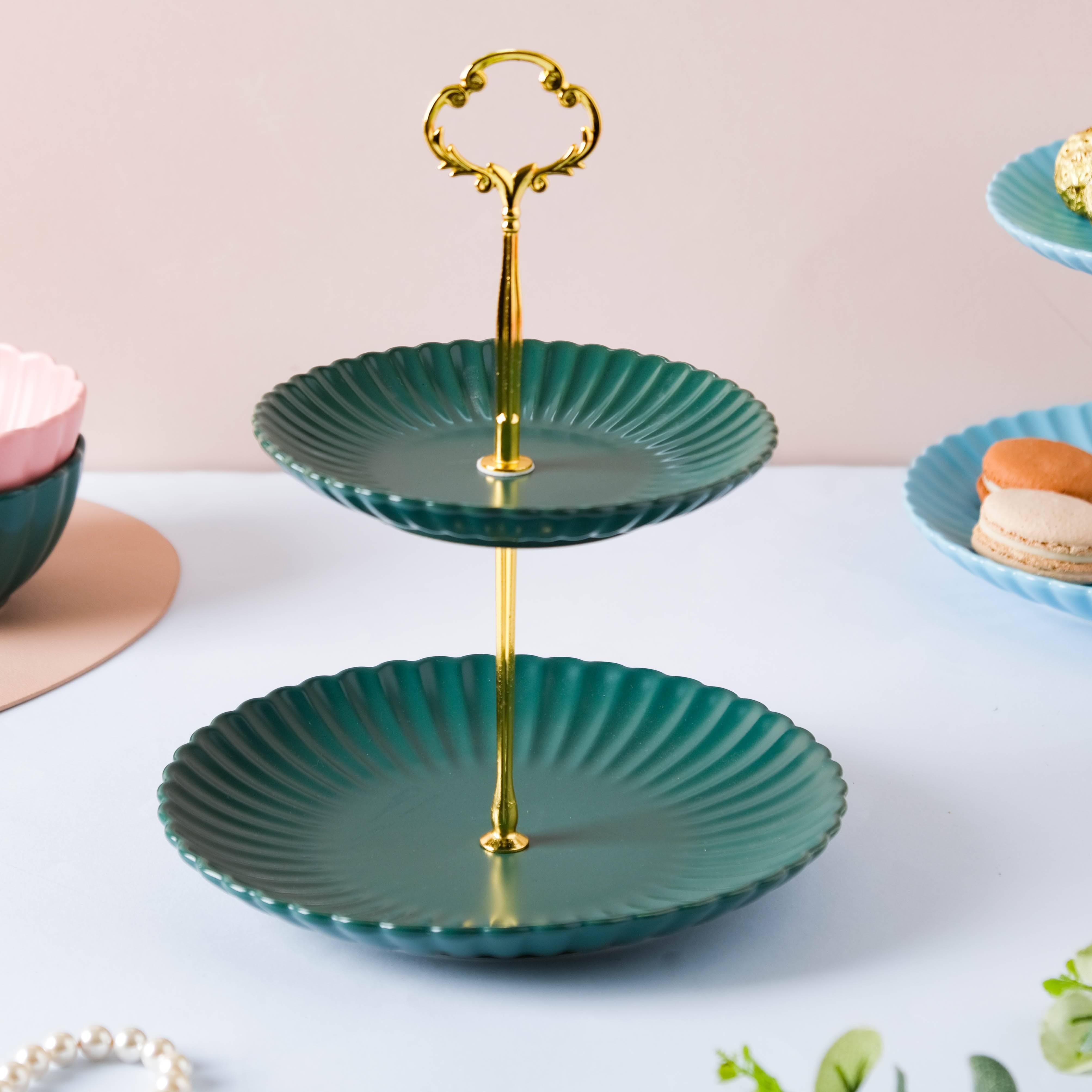 Enchanting Teal 2-tier Cupcake Stand buy only at ₹1512