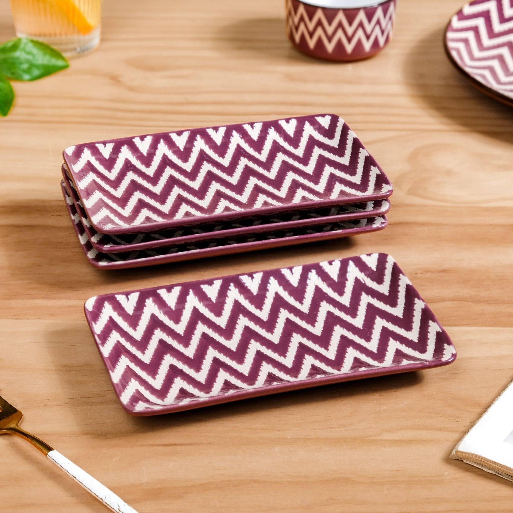 Oscilla Ceramic Platter Set Of 4 Purple 7 Inch buy only at ₹2095