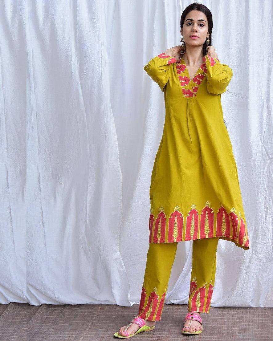 Veena Handblockprinted Cotton Kurta Set Of 2-Sor