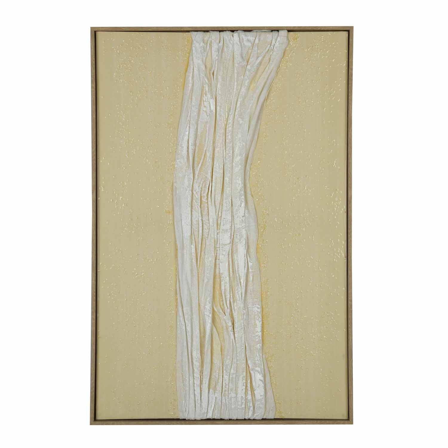 Cloth Art Canvas Wall Painting- Cream and White