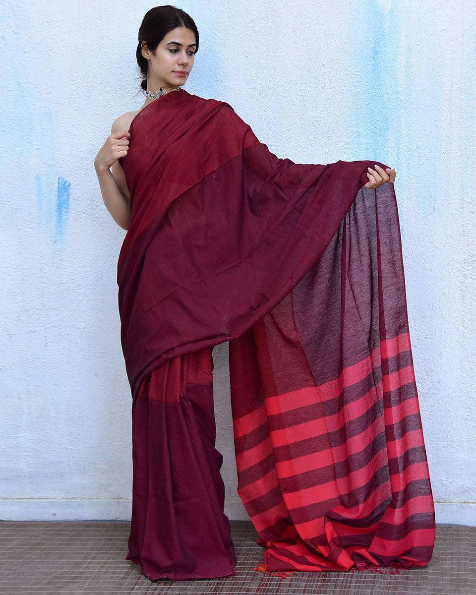 Matilda Handwoven Cotton Saree-Leela