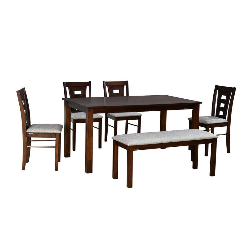 Bella 6 Seater Dining Set with Bench (Antique Cherry)