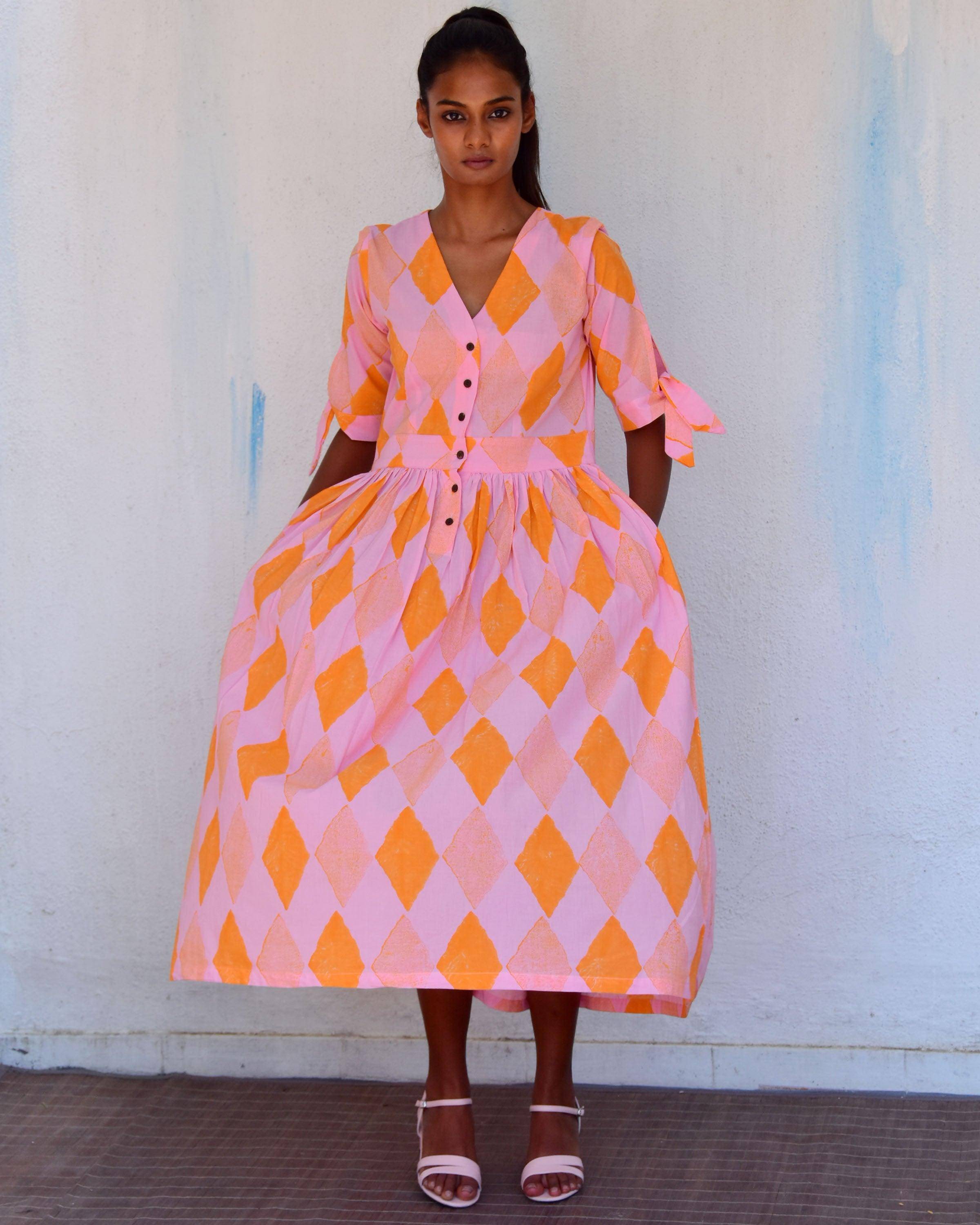 Miranda Handblockprinted Cotton Dress-Sor