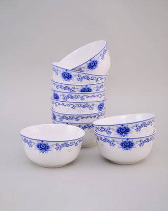 Blue Floral Motif Hand Painted Katori