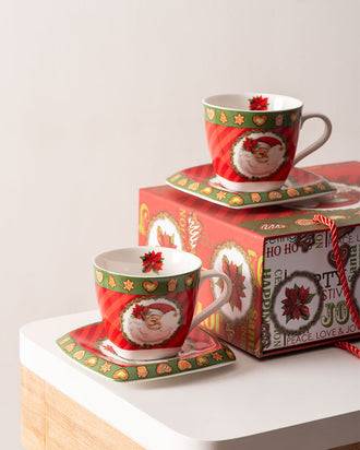 Sweet Santa - Set of 2 Teacups and Saucers