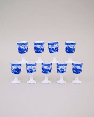 Chinoiserie Mini Sake Shot Glasses - Set of 10