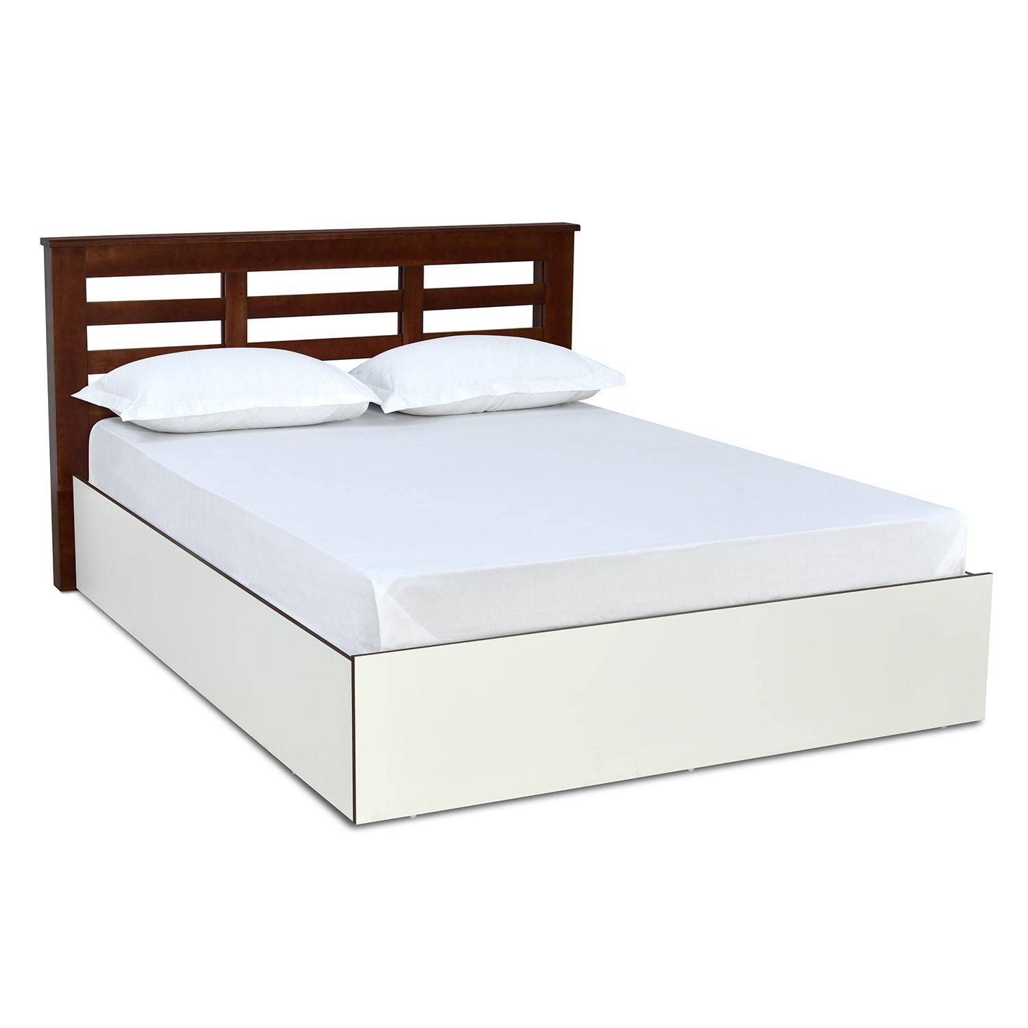 Maple Max Solid Wood Bed with Box Storage (White)