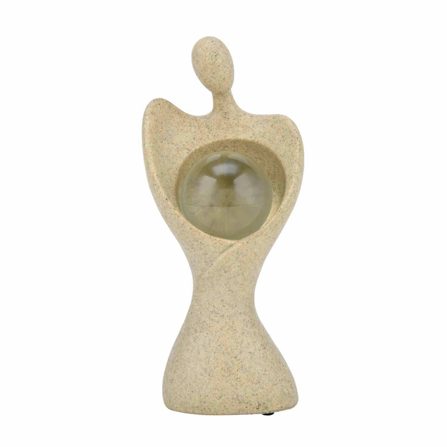 Abstract Human Holding Crystal Sphere Small Polyresin Showpiece- Sand Brown