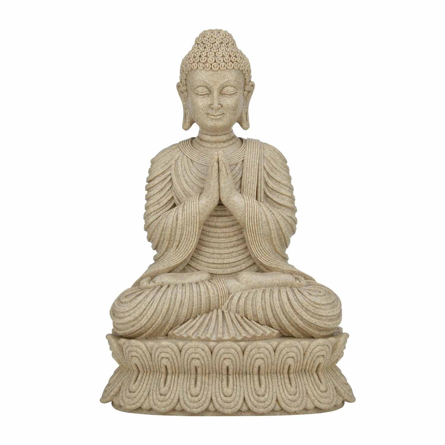 Anjali Mudra Buddha Decorative Polyresin Showpiece- Sand Brown
