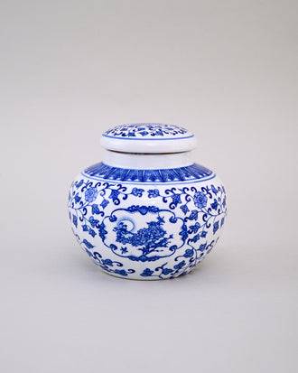Blue & White Floral Motif Ginger Jar
