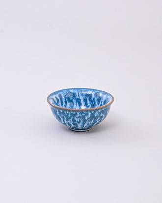 Aqua Drip Effect Ceramic Dip Bowl