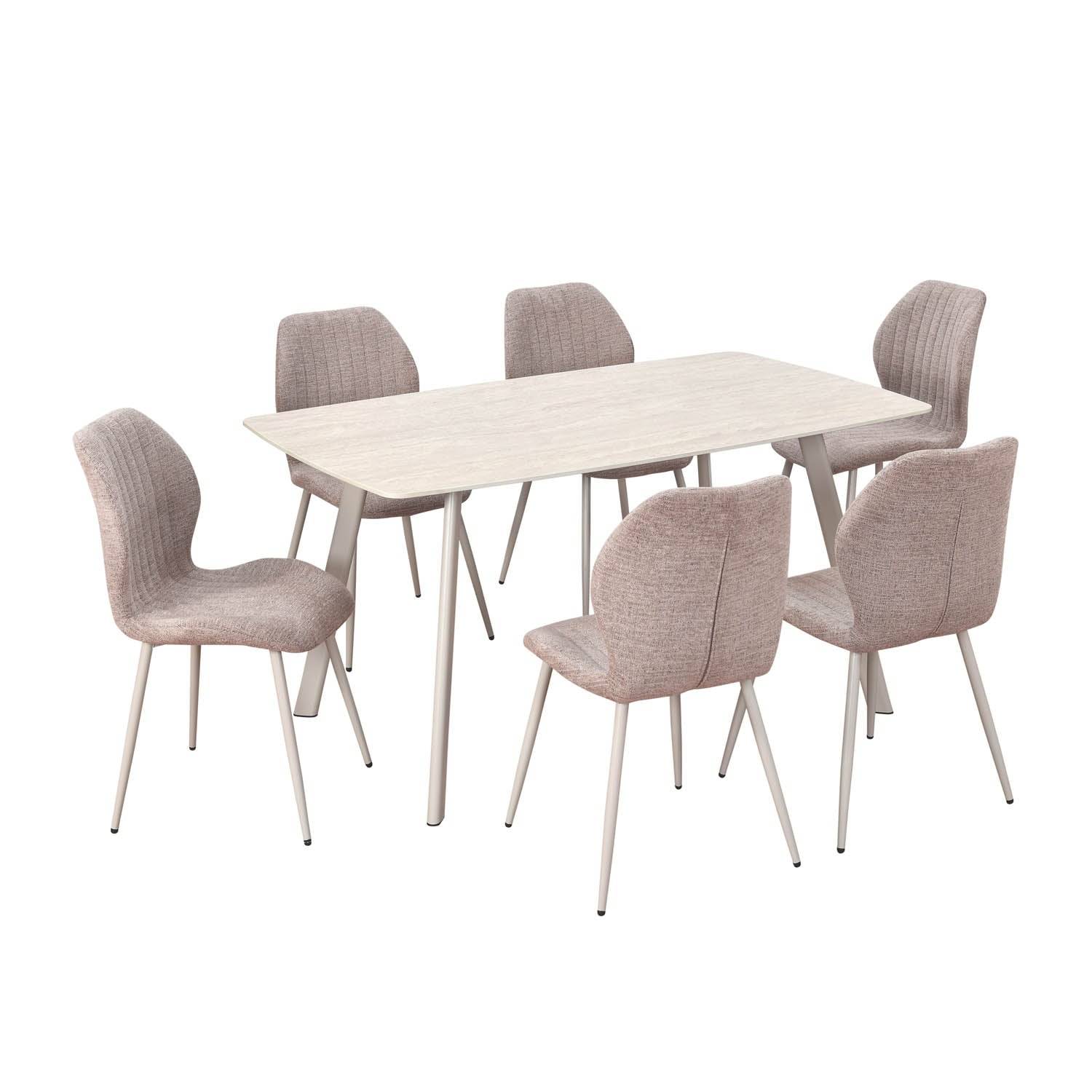 Glenview 6 Seater Travertine Dining Set- Beige
