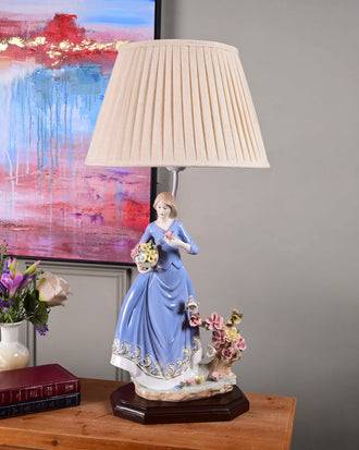 'Spring Serenade Victorian Lady' Fine Porcelain Table Lamp