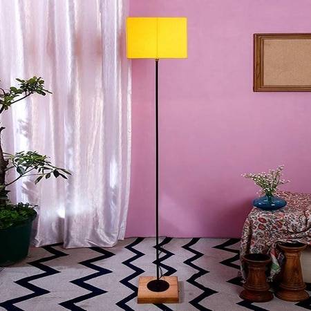 Drake Yellow Cotton Shade Floor Lamp