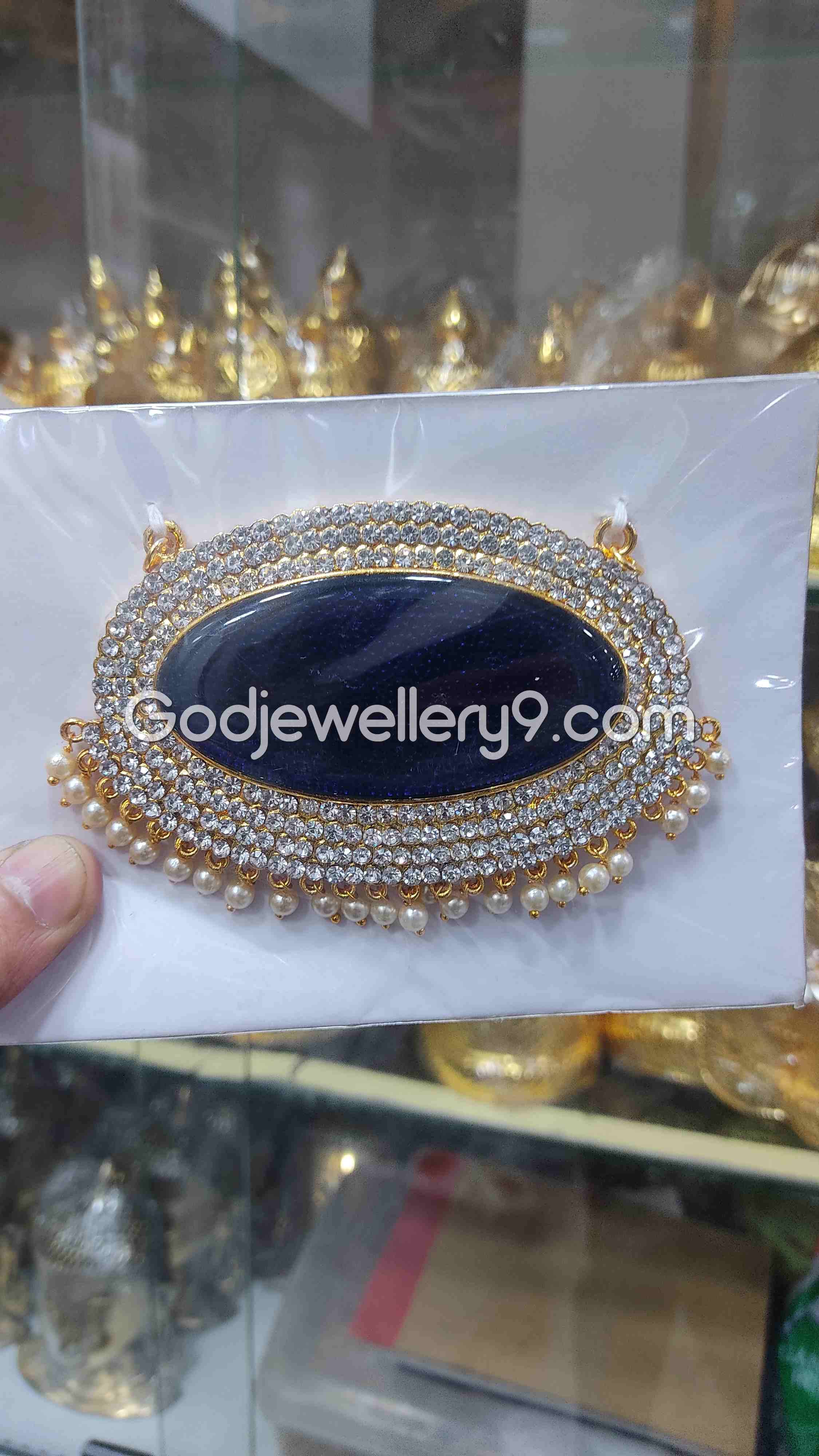 Deity Big Blue Oval Stone Dollar Pendant Jewellery For God G32