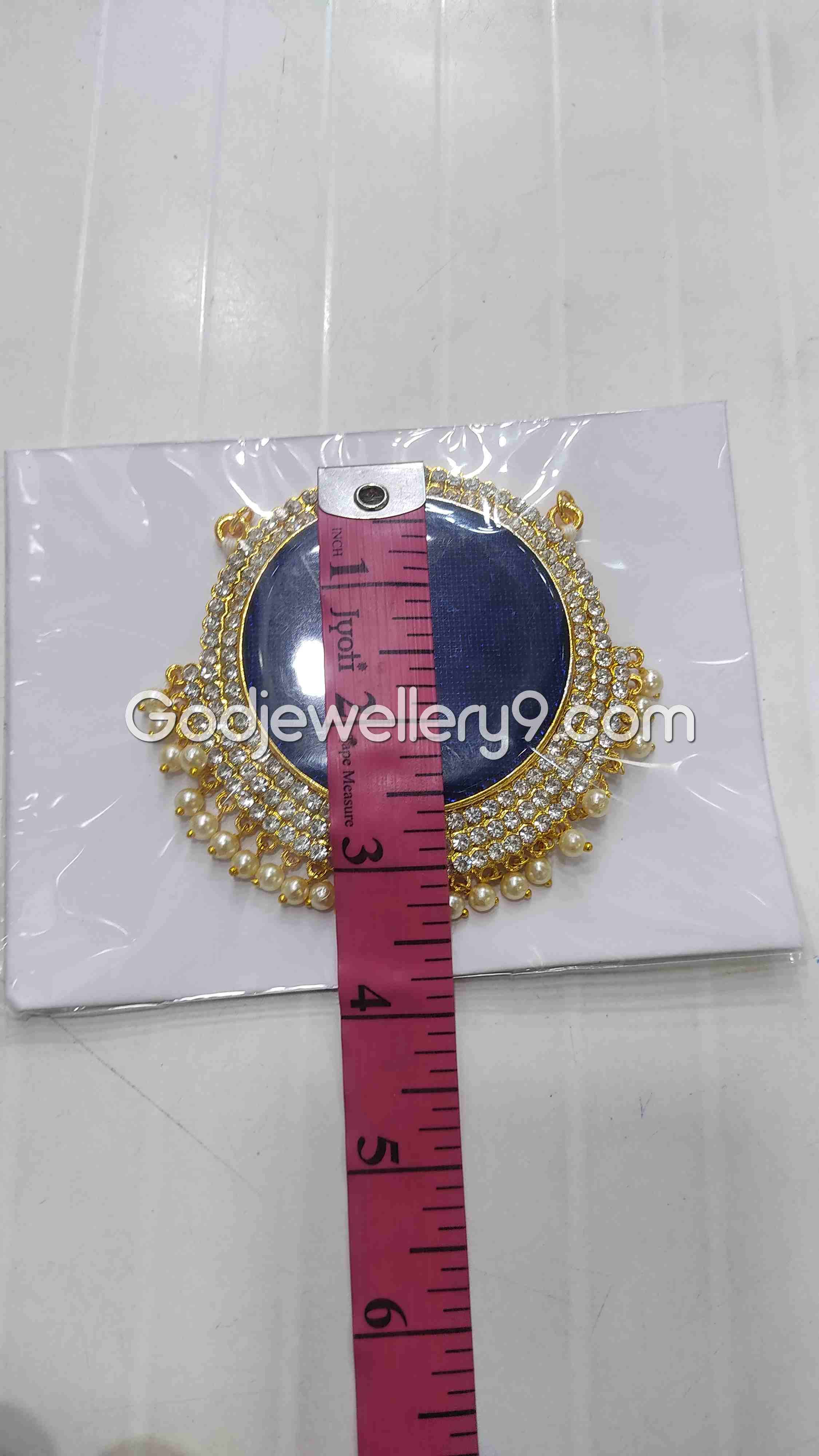 Deity Big Blue Round Stone Dollar Pendant Pathakam For God G27