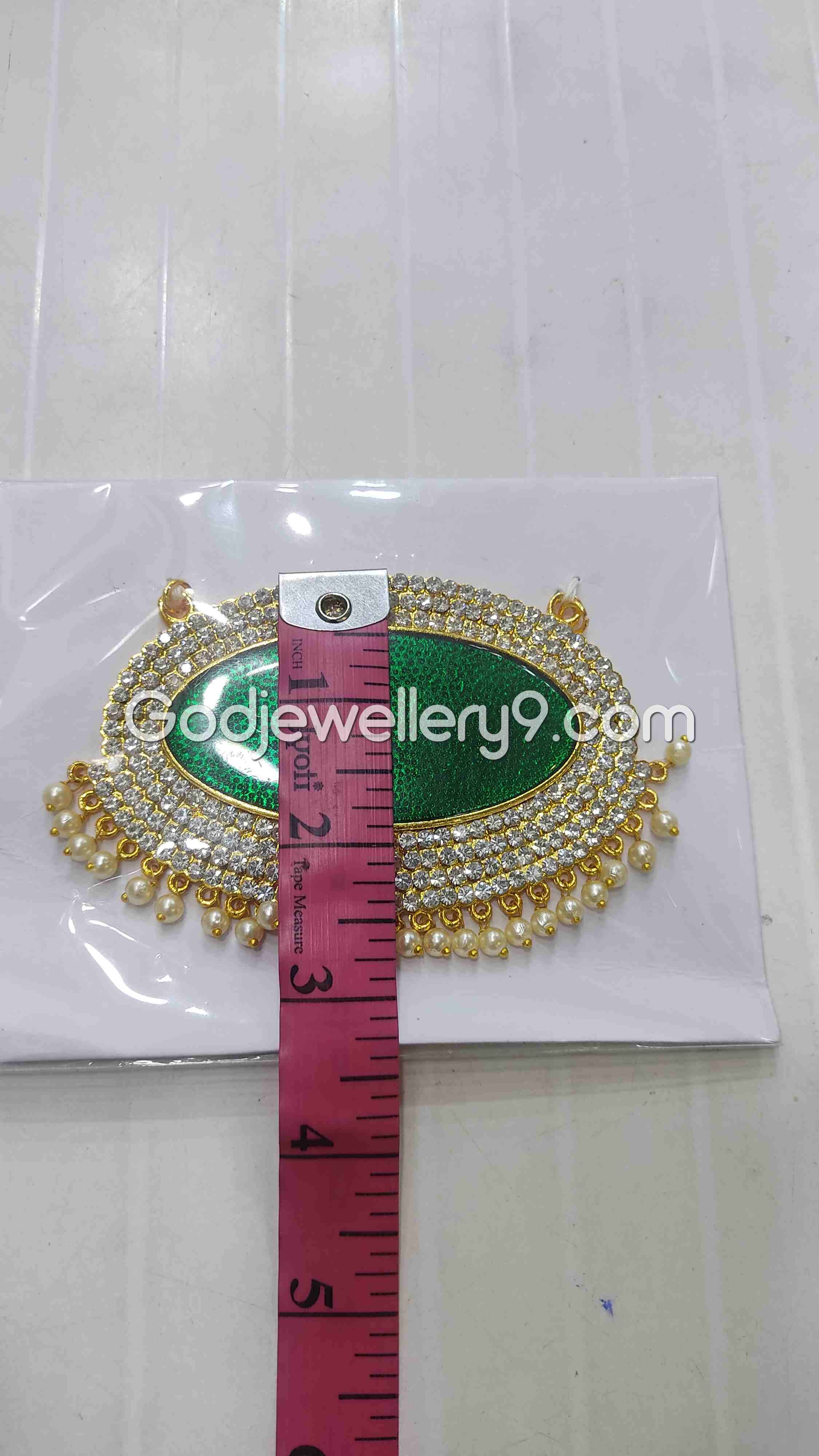 Deity Big Green Oval Stone Dollar Pendant Jewellery For God G31