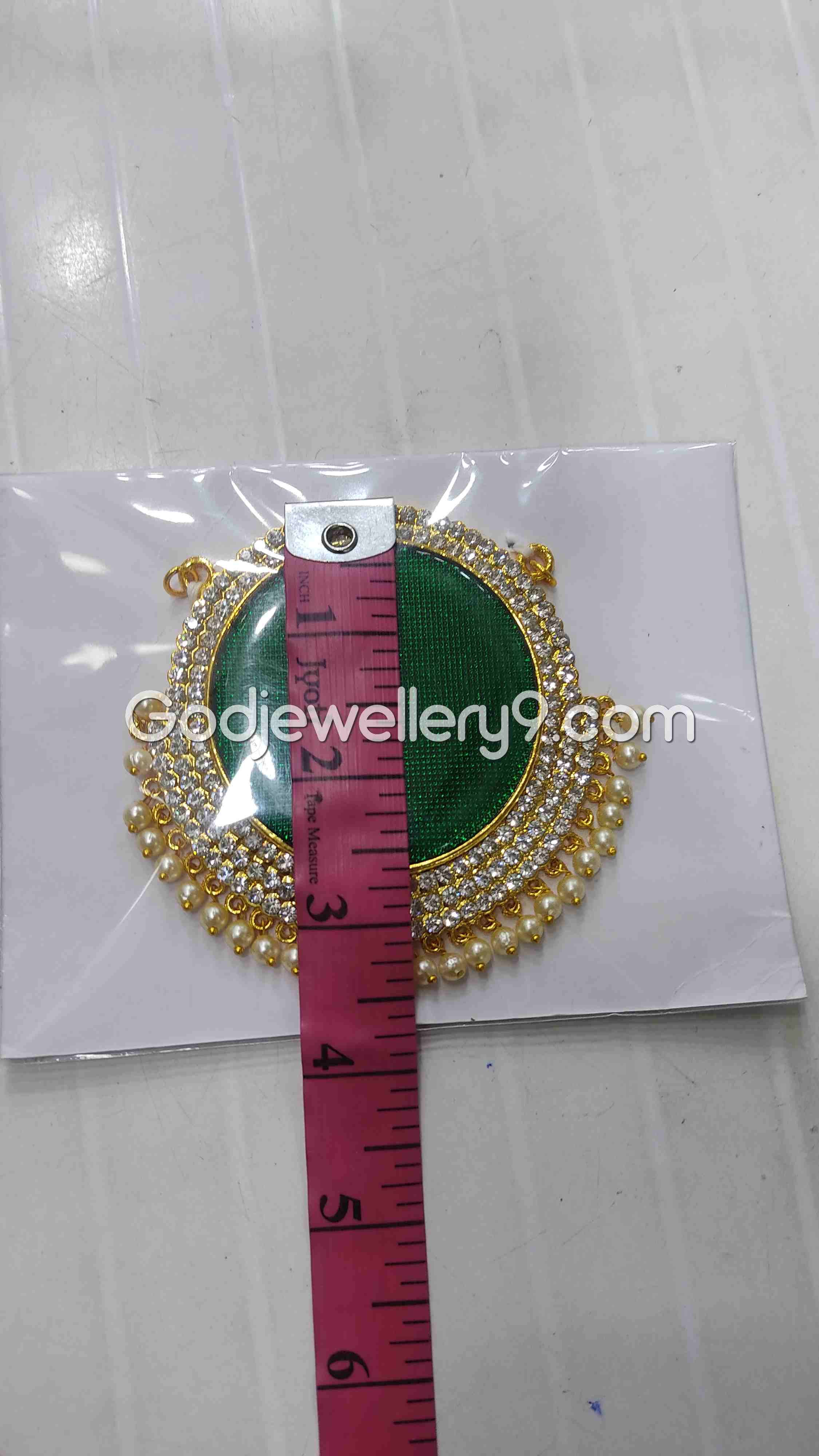 Deity Big Green Round Stone Dollar Pendant Pathakam For God G26
