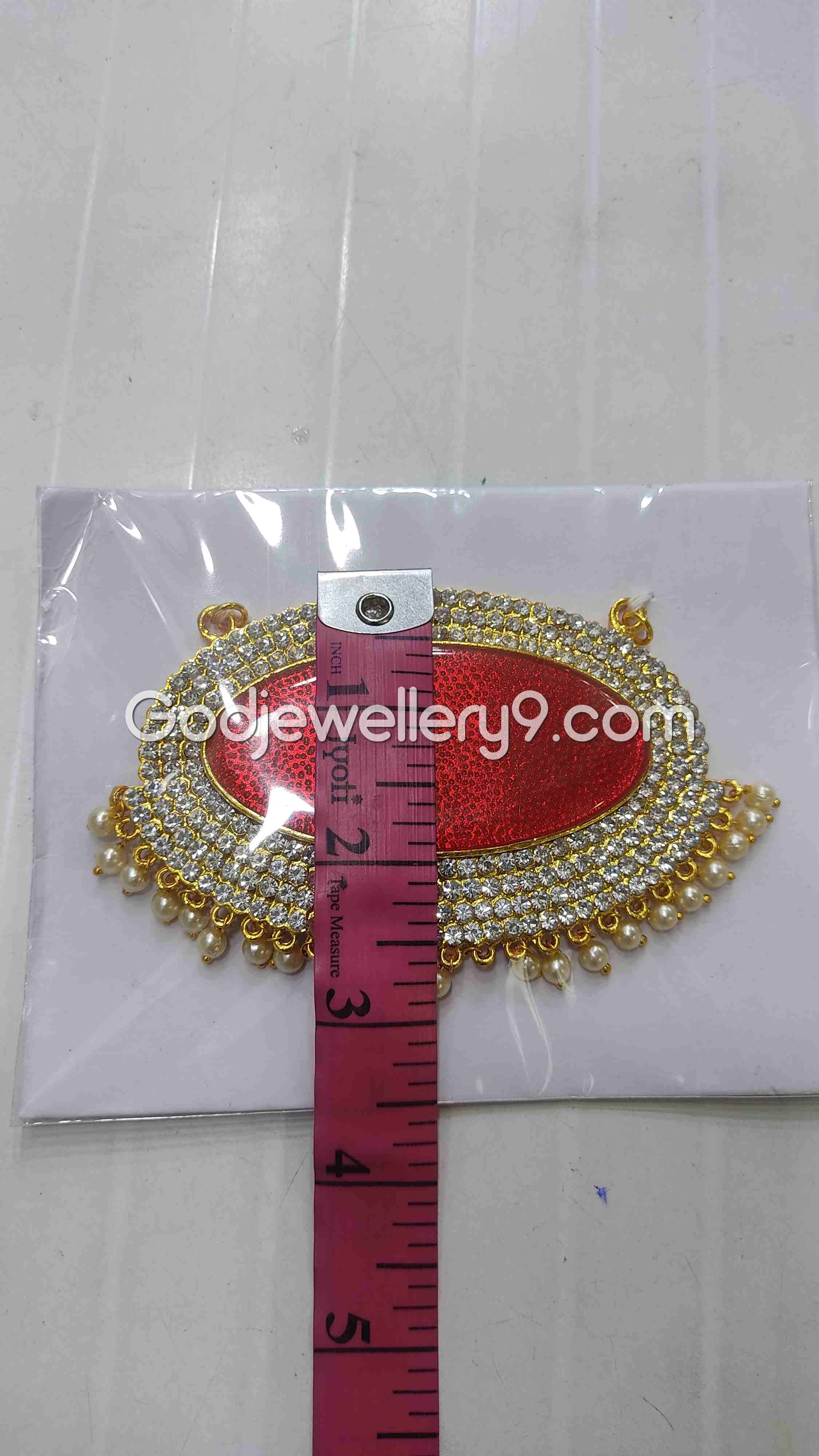 Deity Big Maroon Oval Stone Dollar Pendant Jewellery For God G33